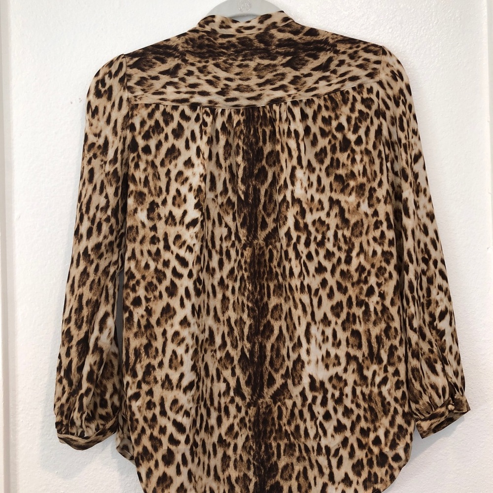 J.Crew tie neck leopard print blouse